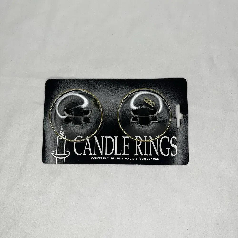 Candle Rings Set Of 2, New In Package, Glass with gold rim, evening, dinner